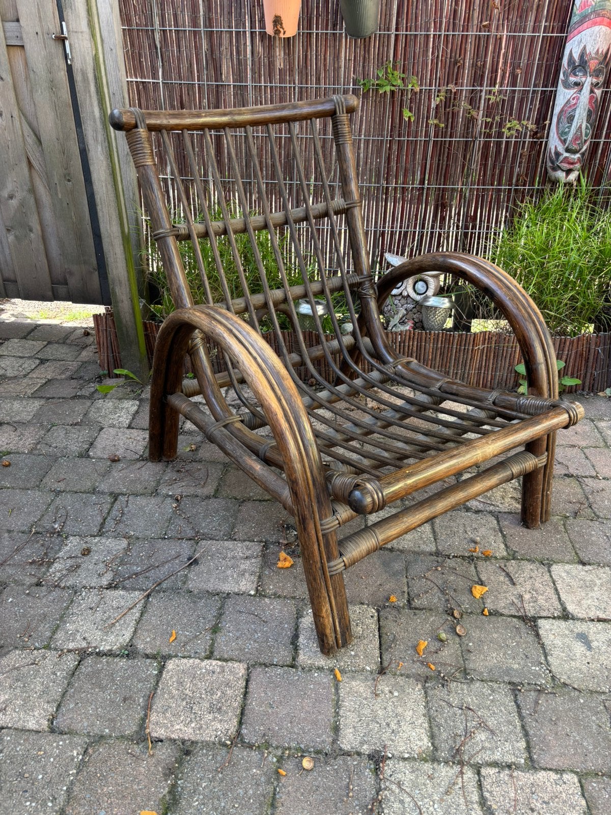 Gave, bohemian, bamboe stoel, Tuin en Terras, Ophalen, Zo goed als nieuw, Rotan