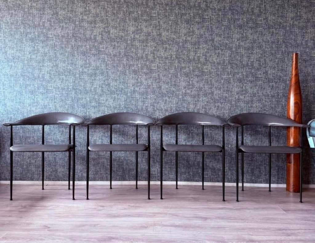 4 Fasem p40 Leather Armchairs, Vegni & Gualtierotti,ca90s, Huis en Inrichting, Ophalen, Gebruikt, -, -