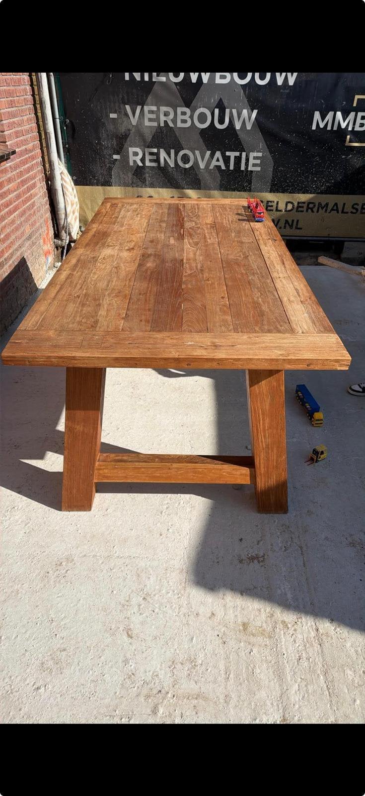 Teak houten eettafel 200x100cm, Huis en Inrichting, Ophalen, Gebruikt, Teakhout, 200 cm of meer