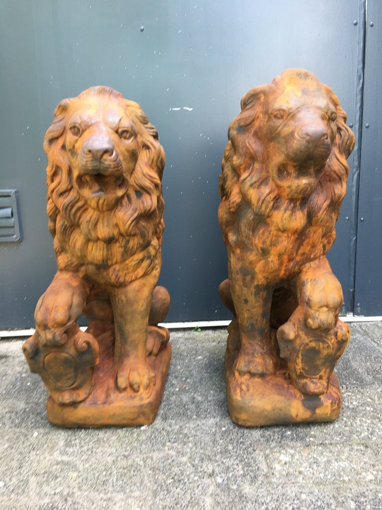 Set Grote Zittende Leeuwen - Poortwachters, Tuin en Terras, Tuinbeelden, ., Ophalen of Verzenden, ., .