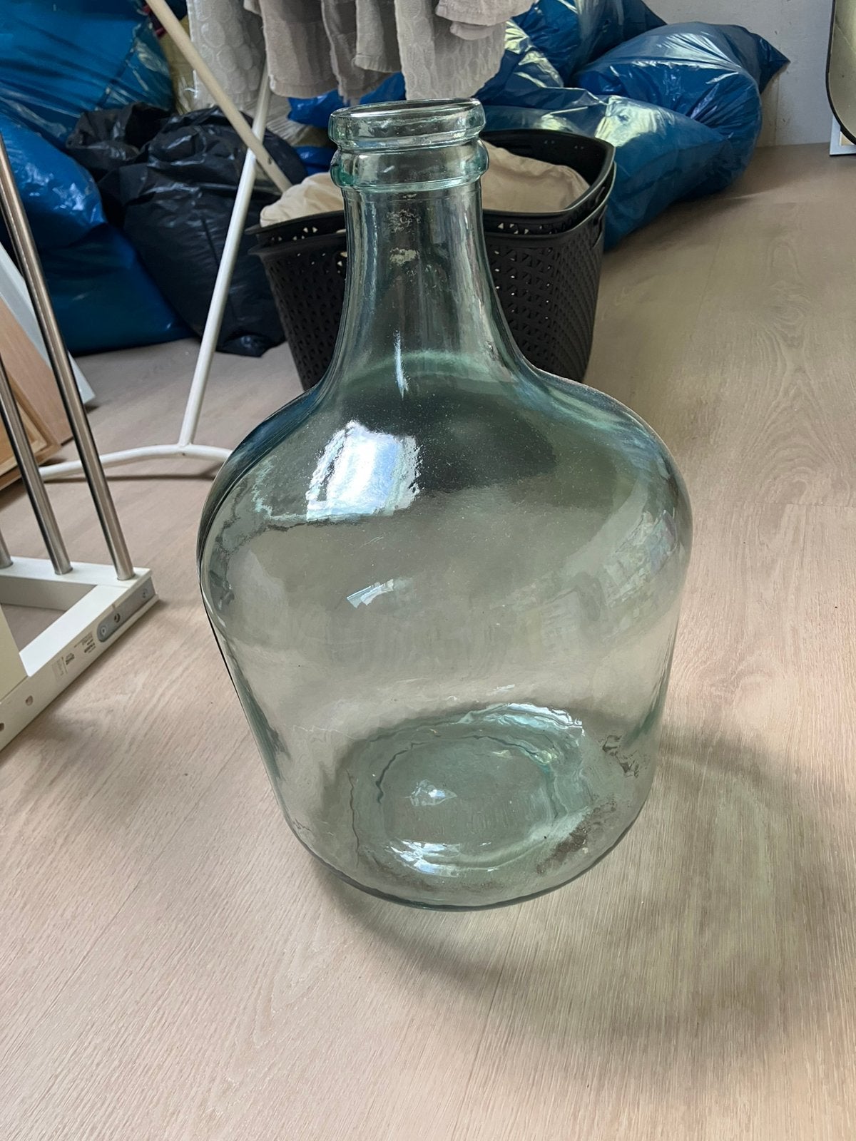 Glazen fles/vaas blauw/groen ZGAN 44 cm hoog, Ophalen of Verzenden, Zo goed als nieuw, Glas, 44 cm