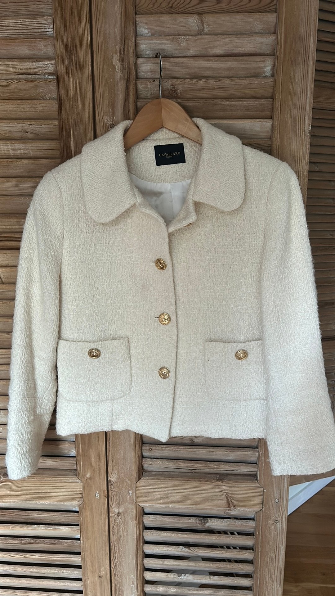 Cavallaro boucle jasje gouden knopen M ecru, Maat 38/40 (M), Beige, Ophalen of Verzenden, Zo goed als nieuw