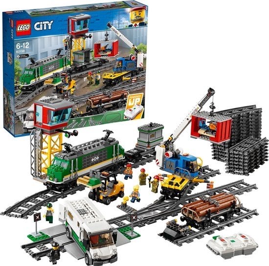 LEGO City Vrachttrein 60198 + veel extra rails, Ophalen, Gebruikt