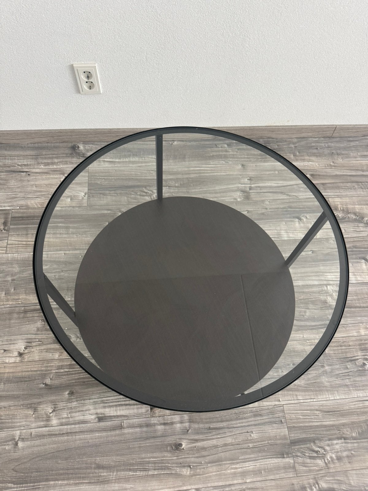 IKEA VITTSJÖ salontafel zwart/glas, Minder dan 45 cm, Rond, Ophalen of Verzenden, 75 cm of meer