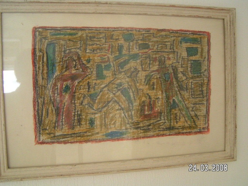 H.Bekman Acryl/Waso Krijt sporthelden in actie (framed), Antiek en Kunst, Kunst | Schilderijen | Modern, Handgeschilderd, Papier/karton