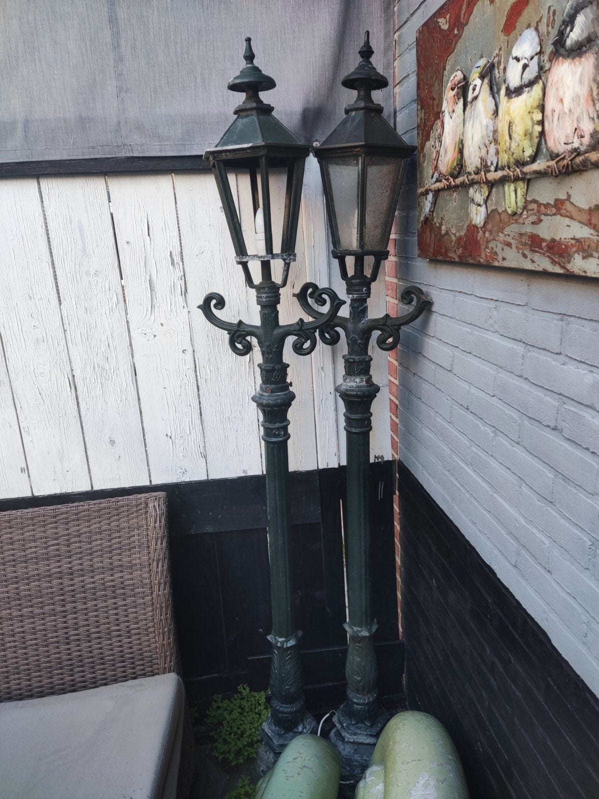 Set van 2 antieke lantaarnpalen, 210 cm hoog met betonvoet, Tuin en Terras, Buitenverlichting, Ophalen of Verzenden