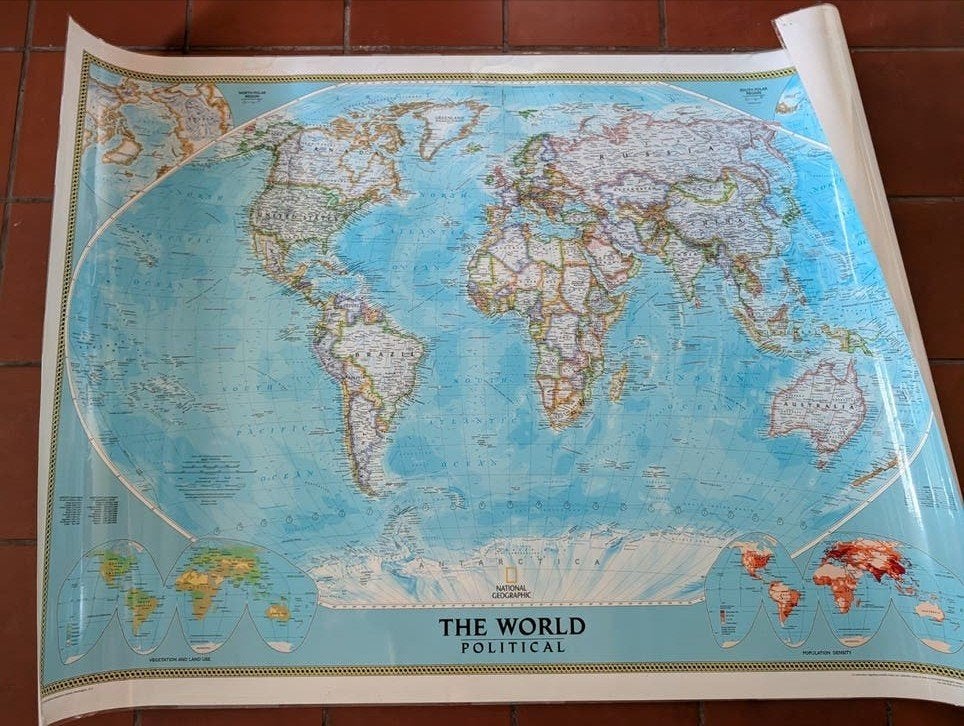 Grote National Geographic Wereldkaart - Politiek, Boeken, Atlassen en Landkaarten, 2000 tot heden, Ophalen of Verzenden, National Geographic