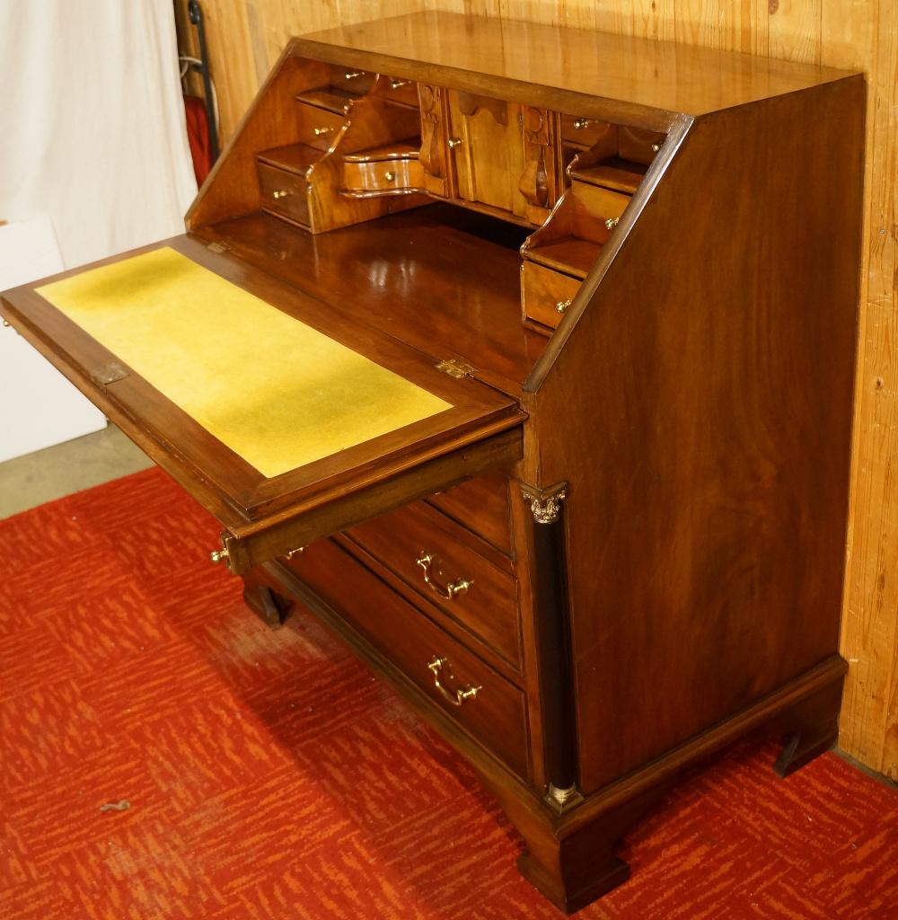 Engels mahonie Klepbureau Secretaire Bureau laden kast desk, Ophalen