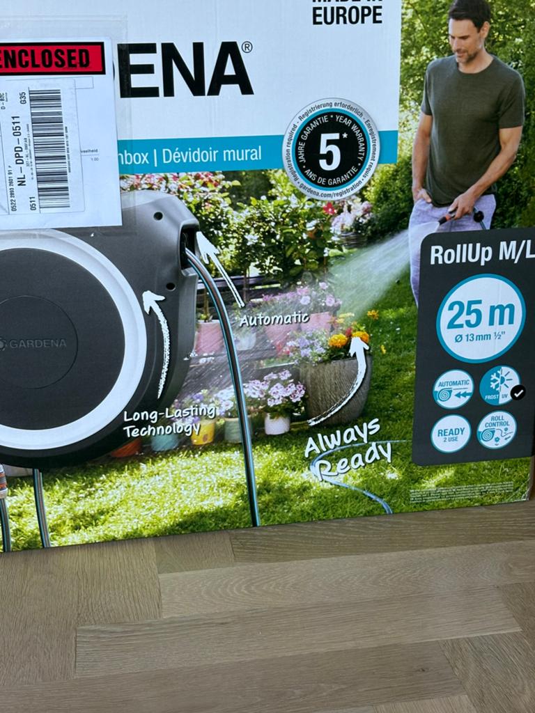 Gardena wandslangenbox 25 meter, Ophalen, Nieuw, Tuinslang