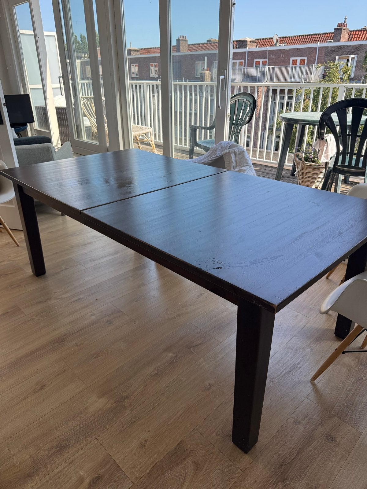 GRATIS Uitschuifbare eettafel met 2 tussenstukken, Huis en Inrichting, Gebruikt, 100 tot 150 cm, 200 cm of meer, Ophalen of Verzenden