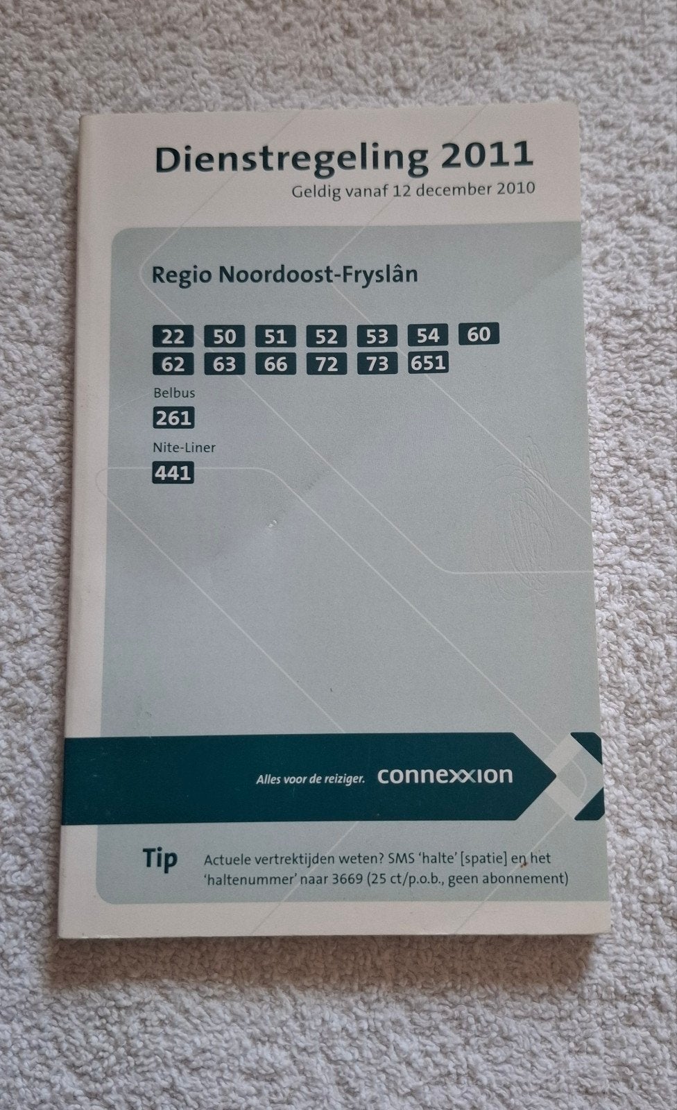 Dienstregeling 2011 Regio Noordoost-Fryslân Connexxion, Ophalen of Verzenden, Zo goed als nieuw, Bus of Metro, Overige typen