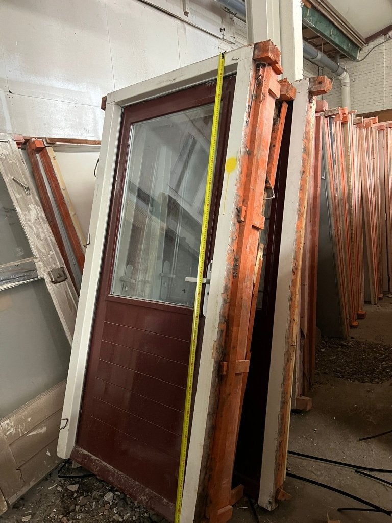 Gebruikte hardhouten achterdeur incl. kozijn (€ 250,00), Ophalen, Gebruikt, 80 tot 100 cm, Buitendeur
