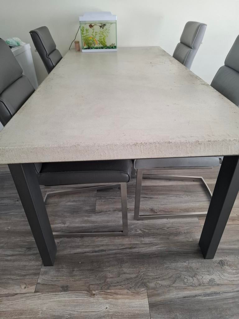 Eettafel betonlook 190x90 cm, Ophalen, Gebruikt, 200 cm of meer, 50 tot 100 cm