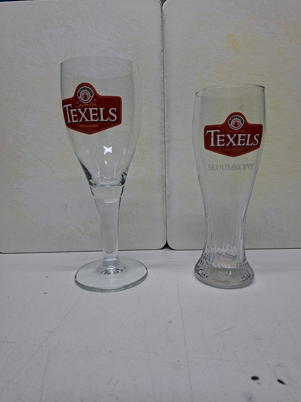 2 Texels bierglazen, Ophalen of Verzenden, Gebruikt, Glas of Glazen, Overige merken