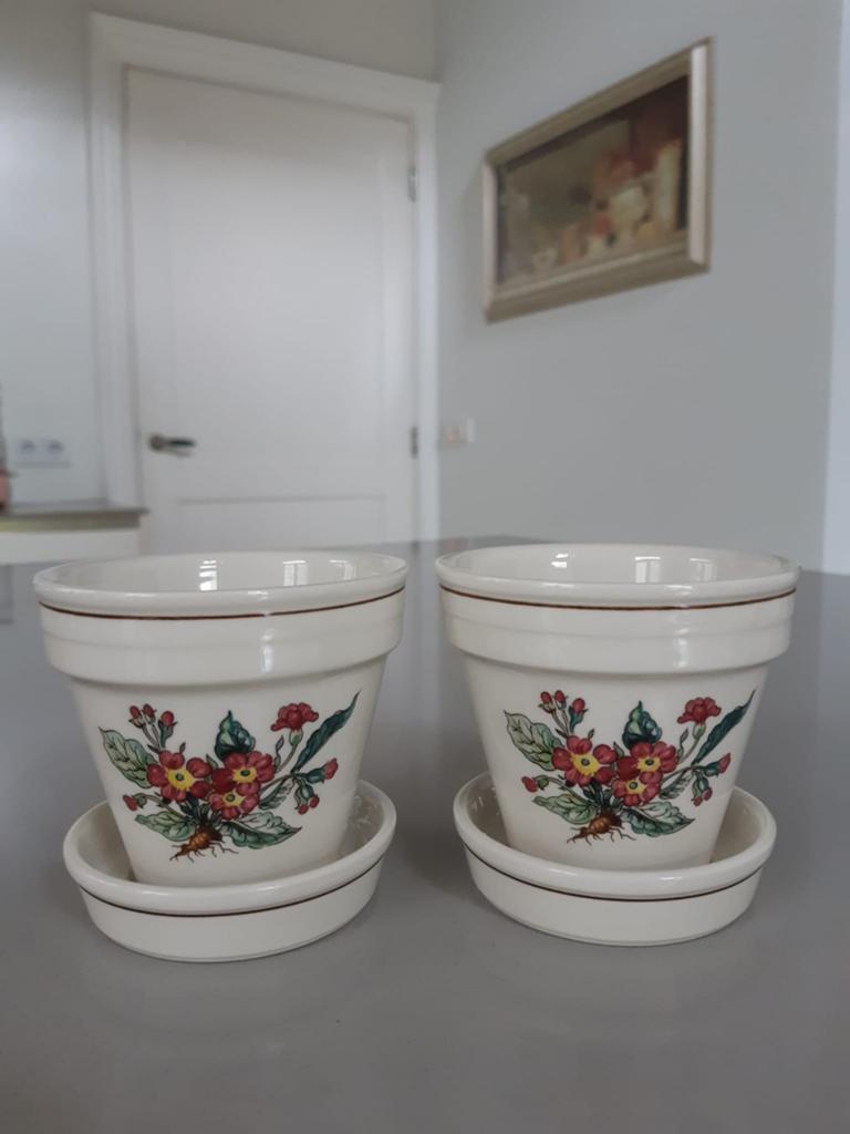 2 Bloempotjes Villeroy en Boch Botanica Primula farinosa, Huis en Inrichting, Ophalen of Verzenden, Overige stijlen, Porselein