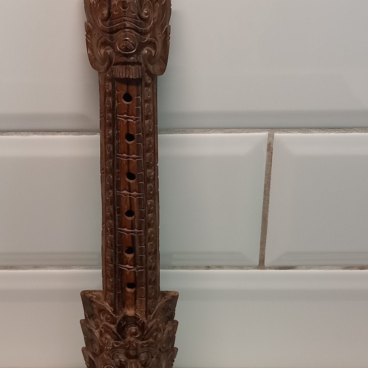 Vintage Indonesische Balinese handgesneden  barongfluit, Ophalen of Verzenden