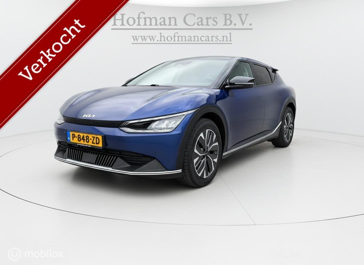 Kia EV6 Air 58 kWh | SOH 100% (MOBA) | BTW Auto | NAP | Fabr, Gebruikt, Blauw, Leder en Stof, Origineel Nederlands