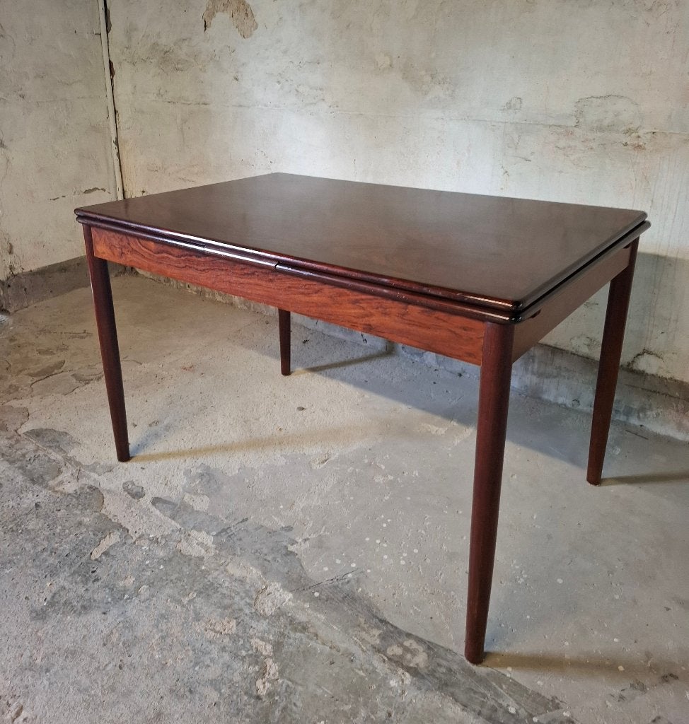 vintage eettafel palissander deens design, Ophalen, Gebruikt, 200 cm of meer, 50 tot 100 cm