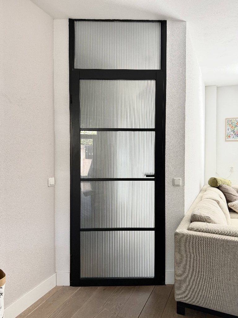 Zwarte opdek binnendeur (staal look) met eventueel kozijn., Doe-het-zelf en Verbouw, Deuren en Horren, Ophalen, 80 tot 100 cm