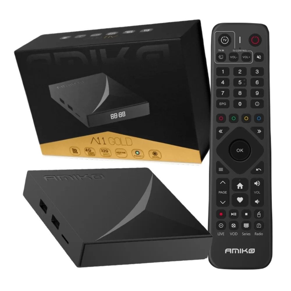 Amiko A11 Gold Android TV Box - Nieuw in doos, Ophalen of Verzenden, Nieuw, HDMI, Minder dan 500 GB