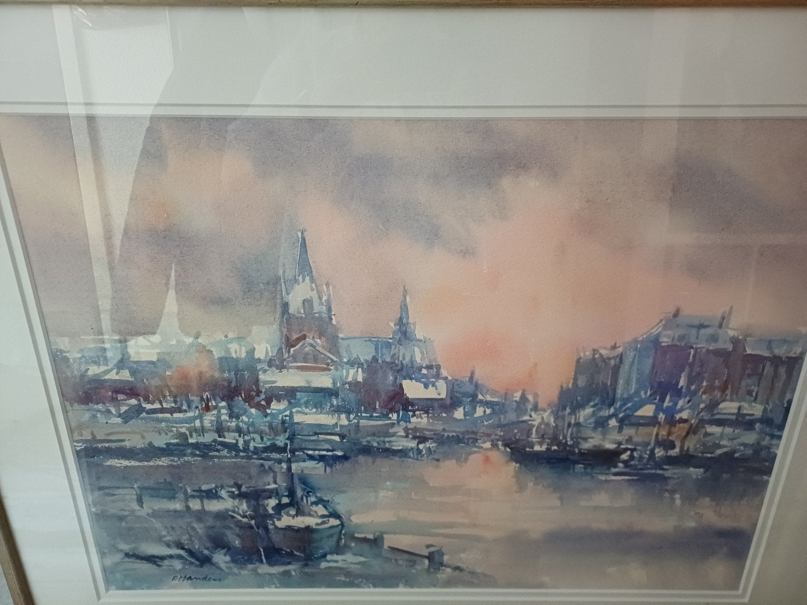 mooie aquarel van de Schilder frans Manders van Amsterdam, Antiek en Kunst, Ophalen of Verzenden