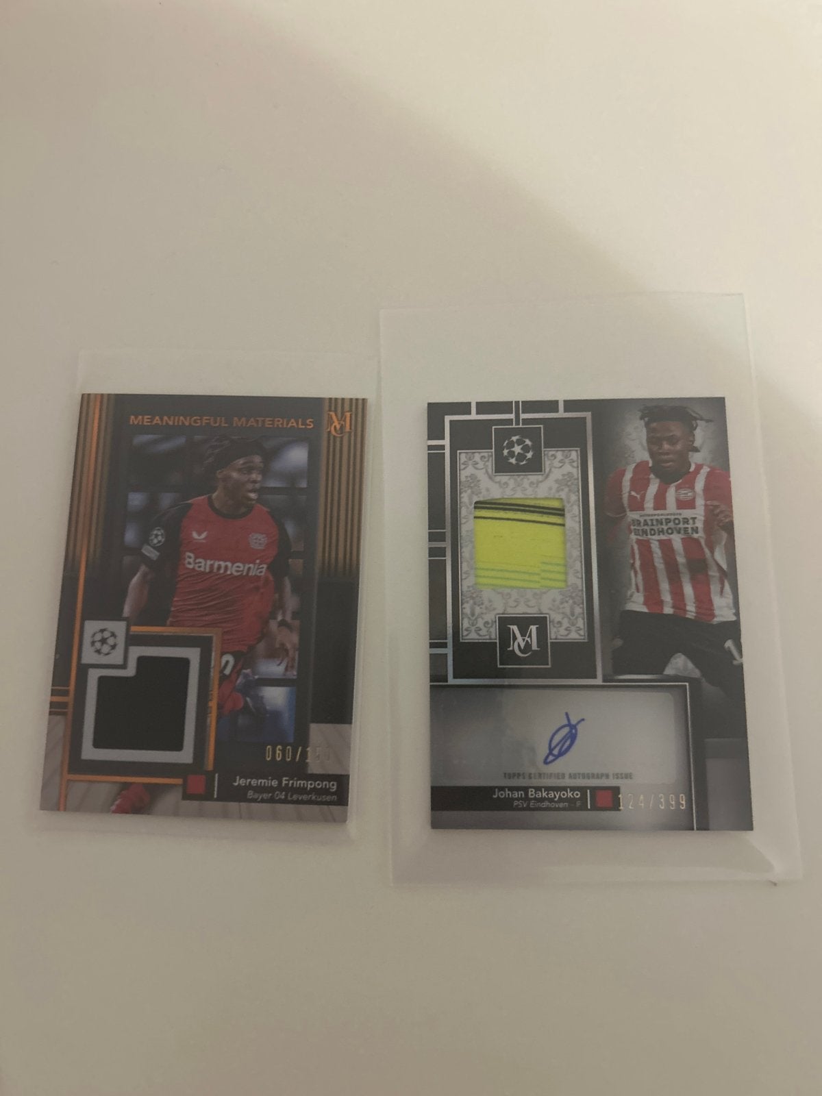 Topps Chrome UCL Relic Kaarten Frimpong & Bakayoko, Verzamelen, Ophalen, Zo goed als nieuw, PSV, Spelerskaart