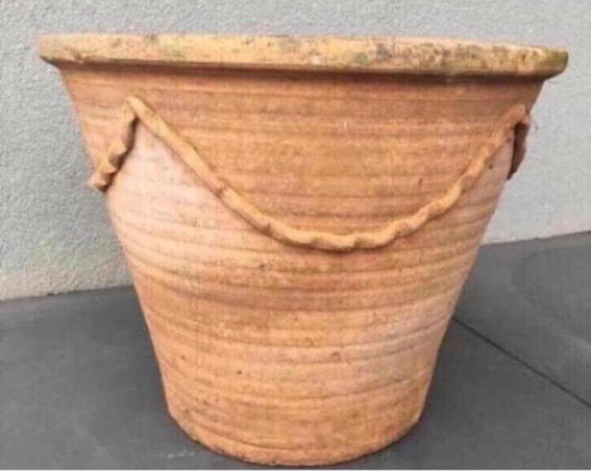 Grote oude Italiaanse terracotta bloempot Genua 45,5cm, Ophalen, Gebruikt, 40 cm of meer, Rond