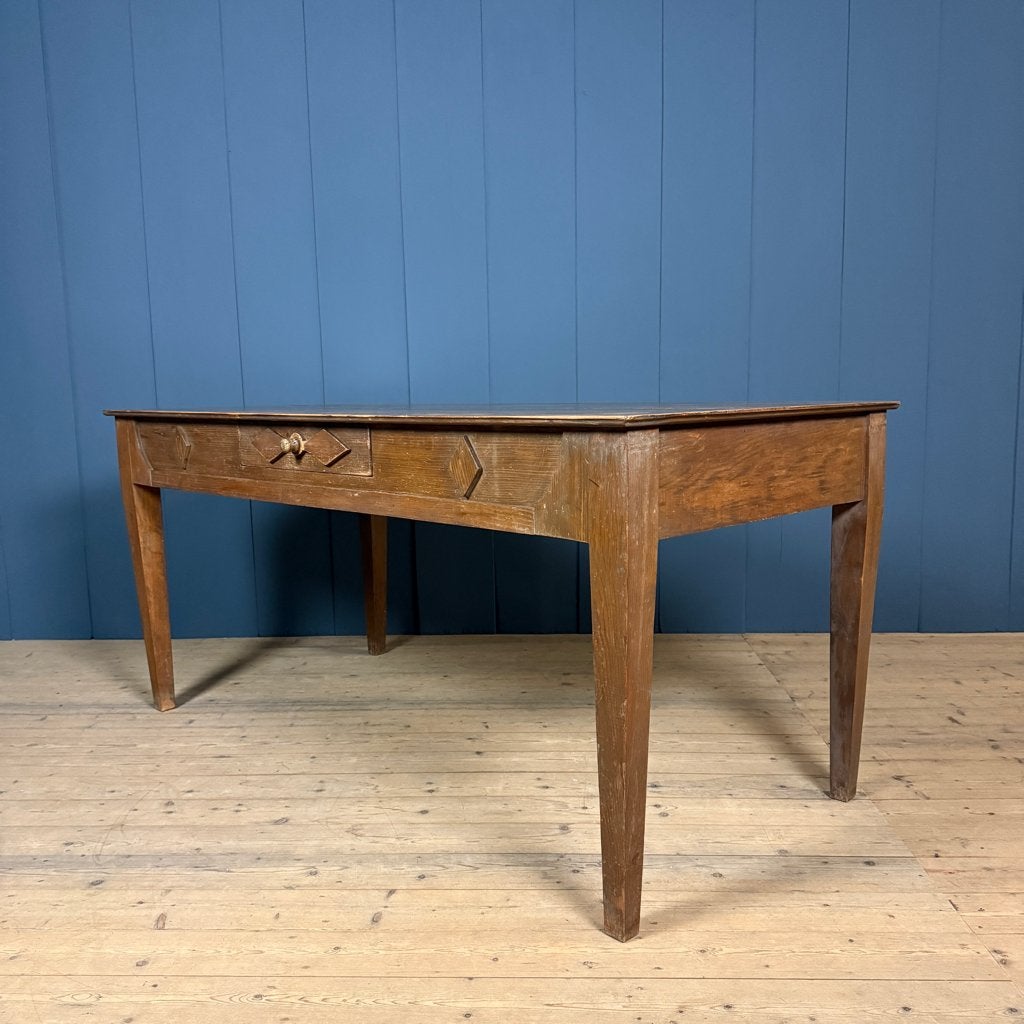 Oude gedecoreerde houten keukentafel eettafel vintage, Ophalen, Gebruikt, -, -