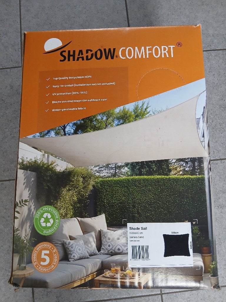 Schaduwdoek 4 x 5, Tuin en Terras, Schaduwdoeken, Ophalen of Verzenden, Nieuw