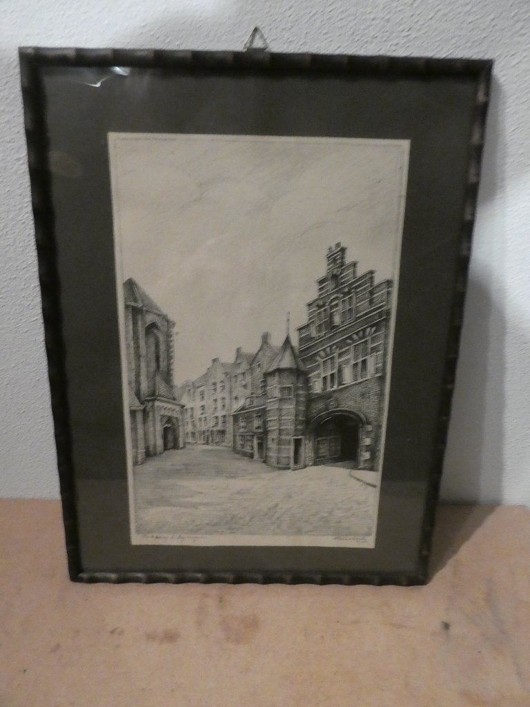 prent van de kerkboog Nijmegen, Verzamelen, Gebruikt, Ophalen of Verzenden, 1940 tot 1960, Gebouw