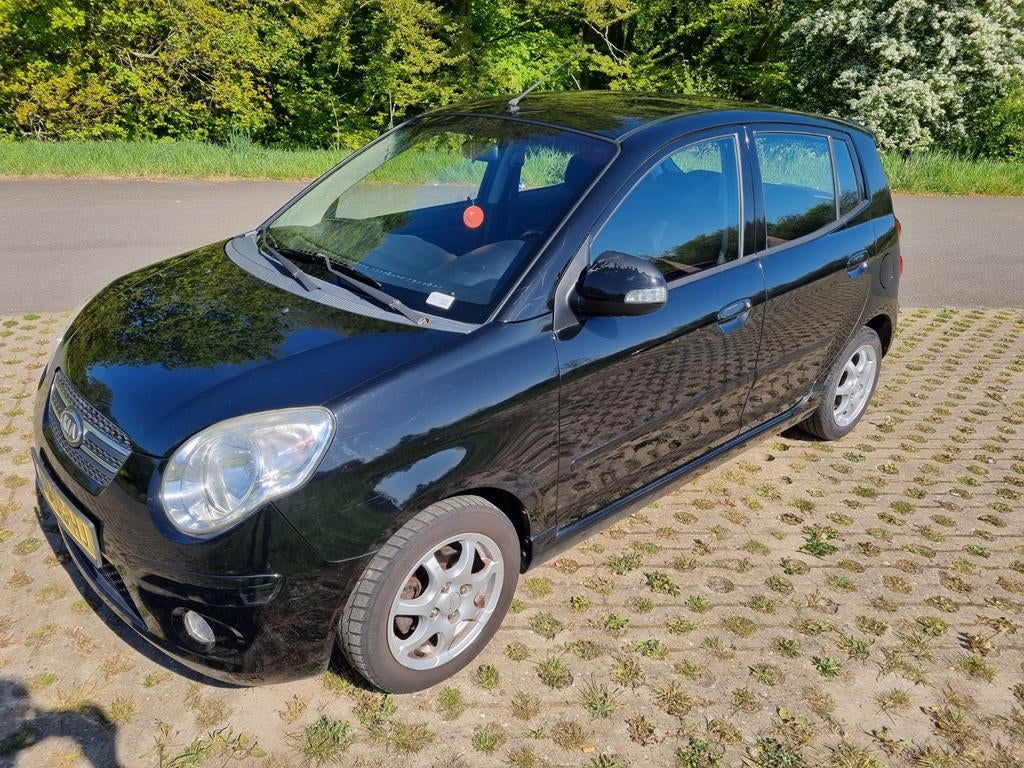 Kia Picanto 1.1 X-ecutive 2008 Zwart Airco, Auto's, Kia, 836 kg, 4 cilinders, 400 kg, Zwart