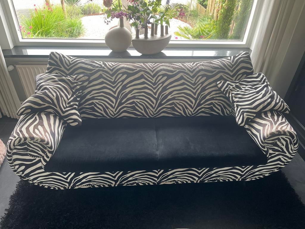 Bank met 2 fauteuils, Ophalen, Gebruikt, 75 tot 100 cm, Rechte bank