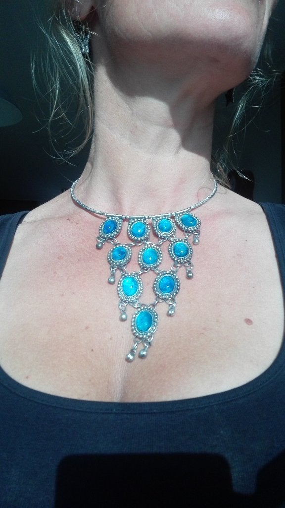 Nieuwe metalen halsketting turquoise Ibiza stijl, Overige materialen, Verstelbaar, Overige kleuren, Nieuw
