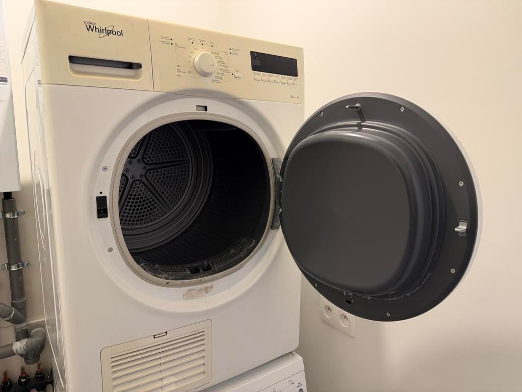 Whirlpool wasdroger 9 kg, Witgoed en Apparatuur, Ophalen, Gebruikt, 8 tot 10 kg, Voorlader