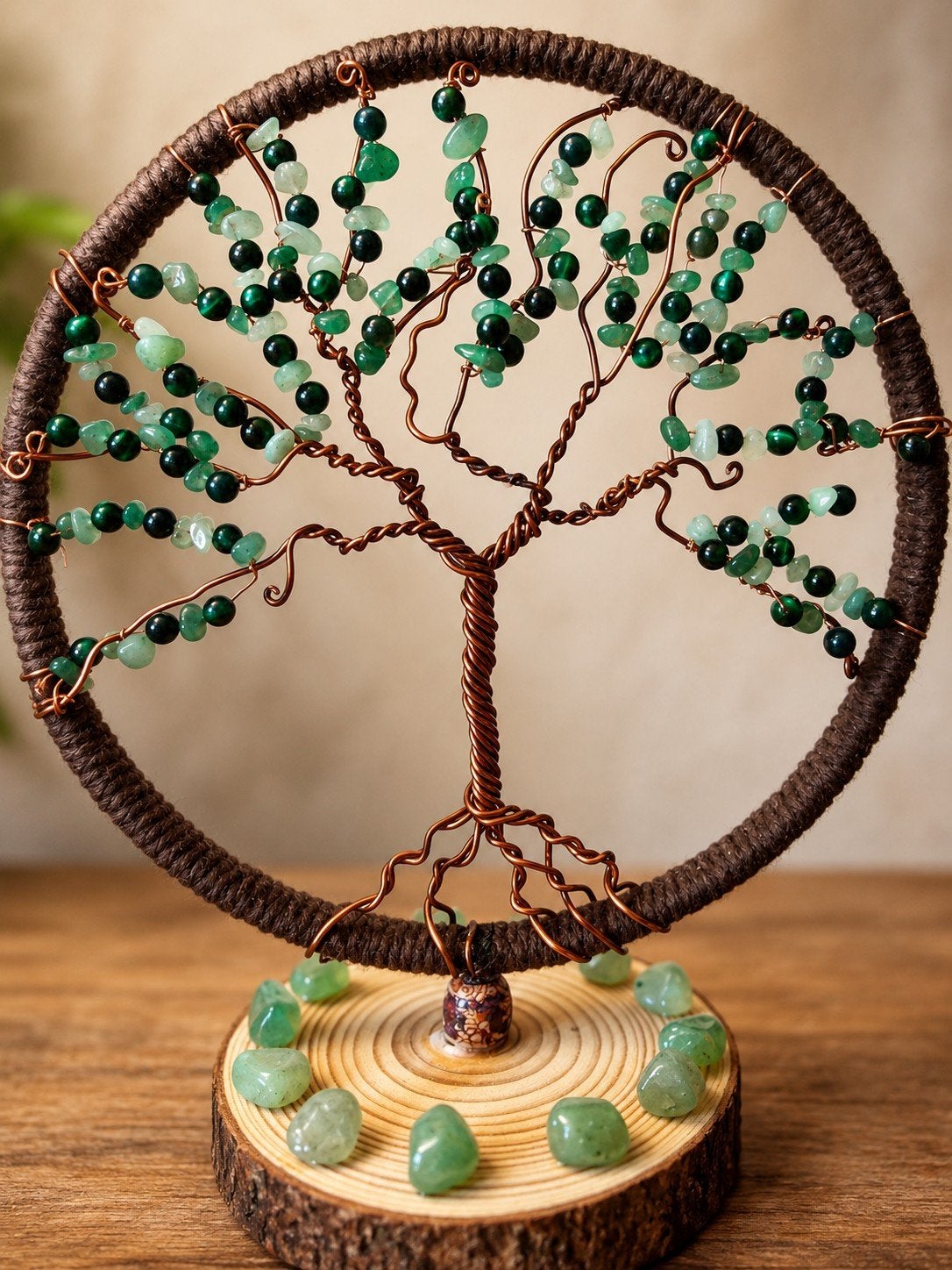 Levensboom met Mosagaat en Aventurijn - 17x22 cm, Groen, Boho, Nieuw, Ophalen of Verzenden