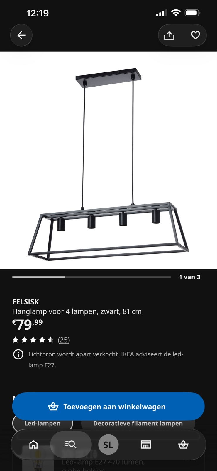 IKEA FELSISK Hanglamp - Zo goed als nieuw, Ophalen, Zo goed als nieuw, Metaal, E27 (groot)