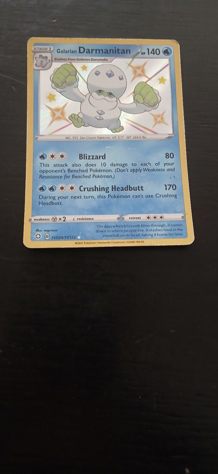 Holo Galarian Darmanitan Pokémon Kaart SV024/SV122, Ophalen, Zo goed als nieuw, Losse kaart, Foil