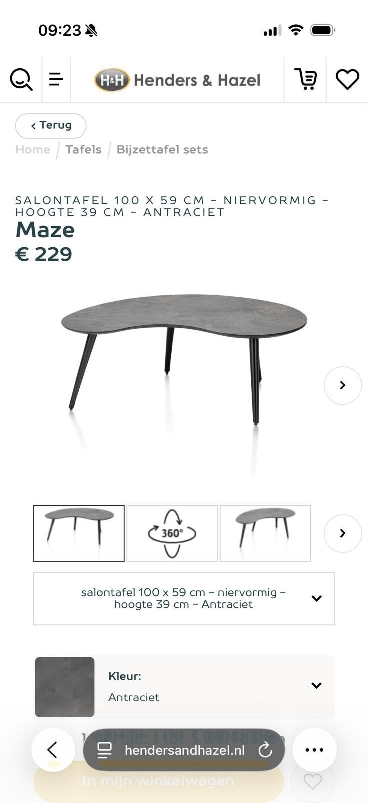 Nier salontafel 100x59 cm, hoogte 39 cm,, Ophalen of Verzenden