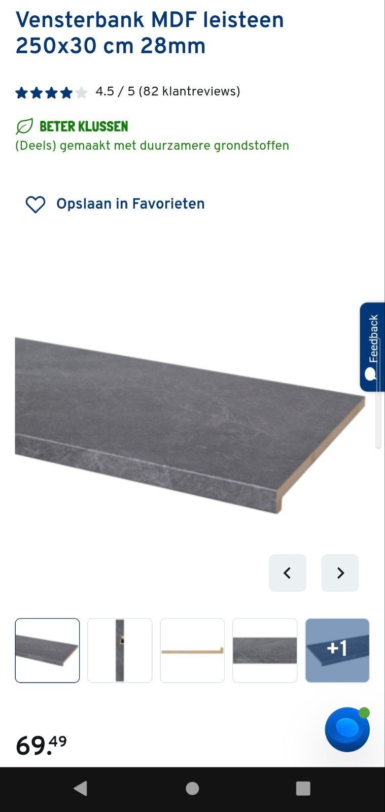 Vensterbank MDF leisteenlook, Doe-het-zelf en Verbouw, Ophalen, Zo goed als nieuw