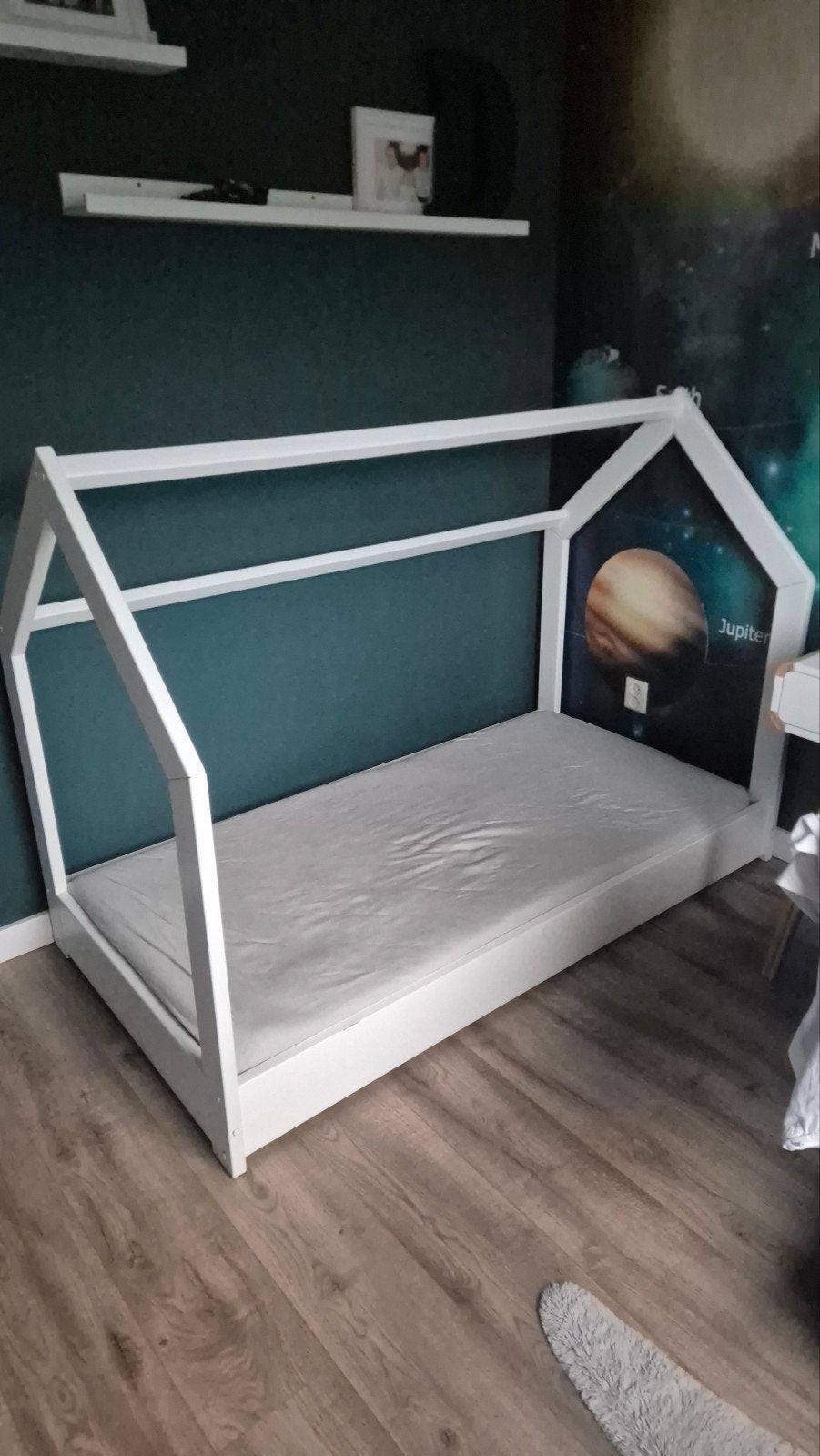 Wit Huisjesbed / Tipibed (80x160) met Bamboe Matras, Kinderen en Baby's, 70 tot 85 cm, Ophalen of Verzenden, Zo goed als nieuw