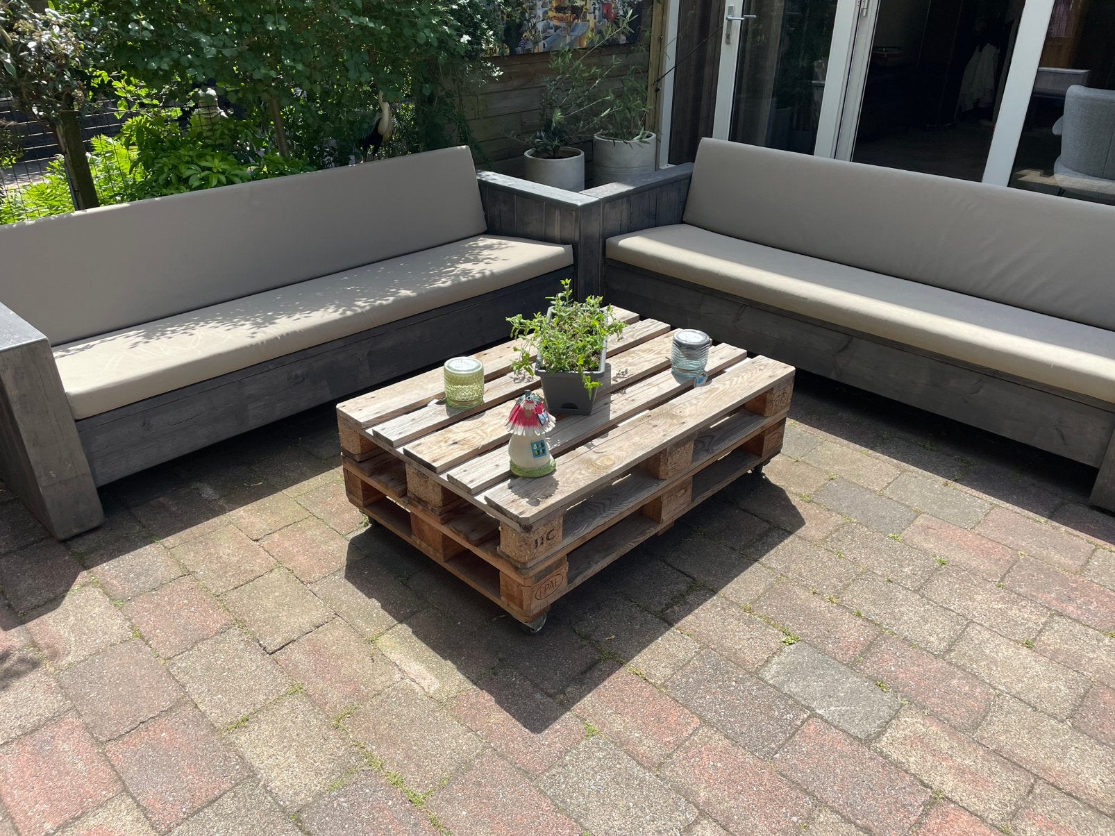 Loungebankset steigerhout, Ophalen, Gebruikt, Hout