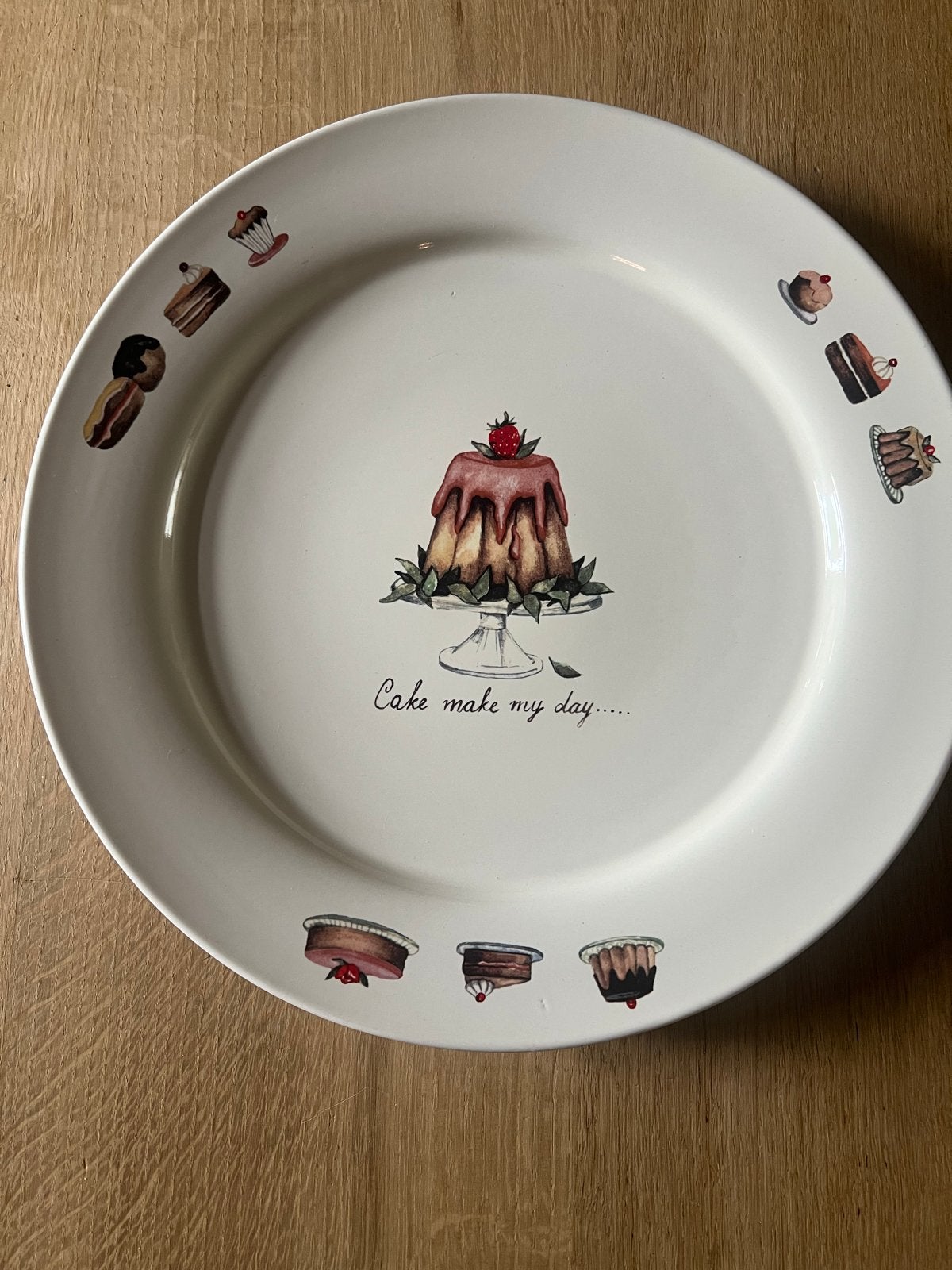 Decoratief Bord 'Cake make my day' - JET The Original, Ophalen, Keramiek, Zo goed als nieuw, Bord(en)