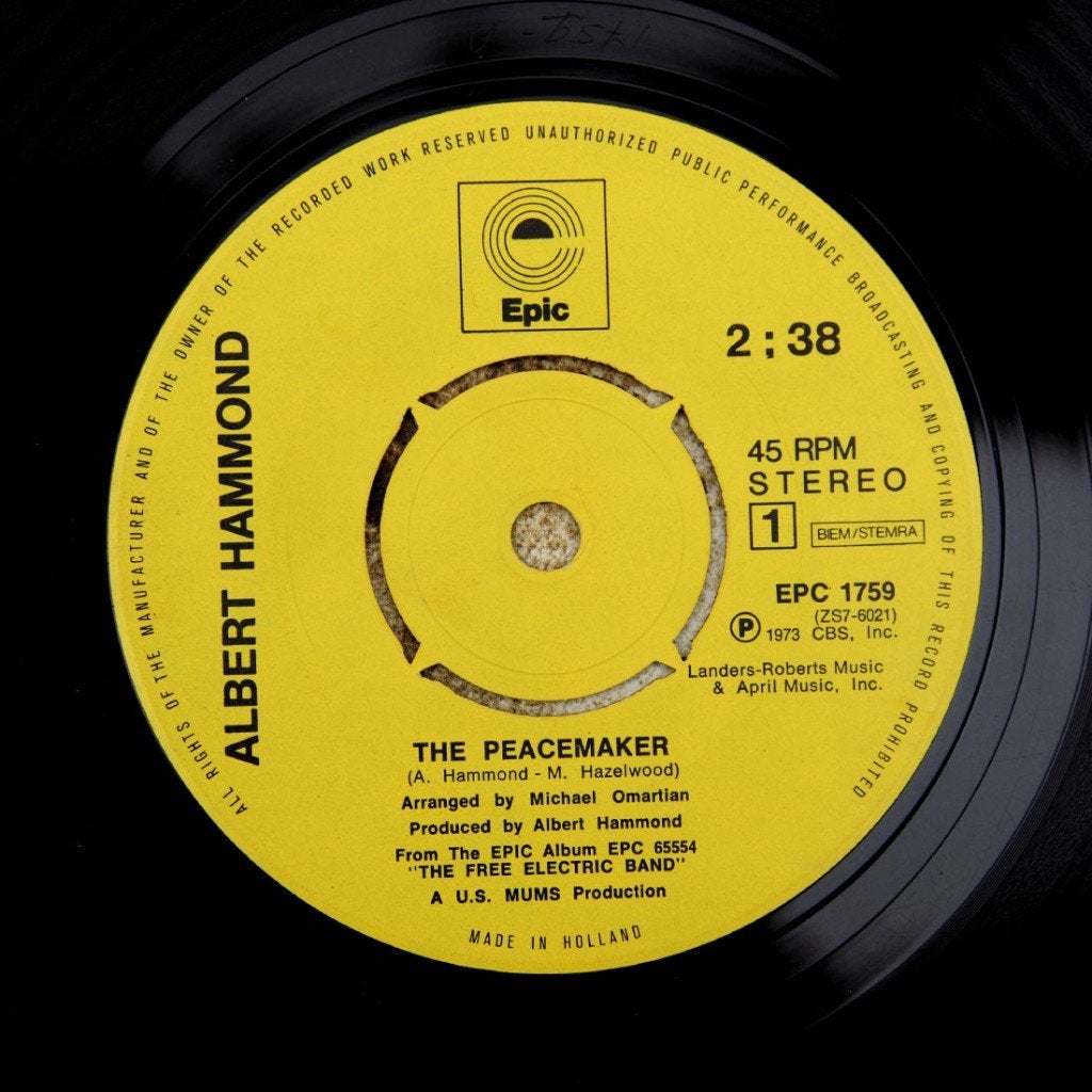 Albert Hammond THE PEACEMAKER rock pop HIT 1973, Cd's en Dvd's, Vinyl Singles, Zo goed als nieuw, Verzenden