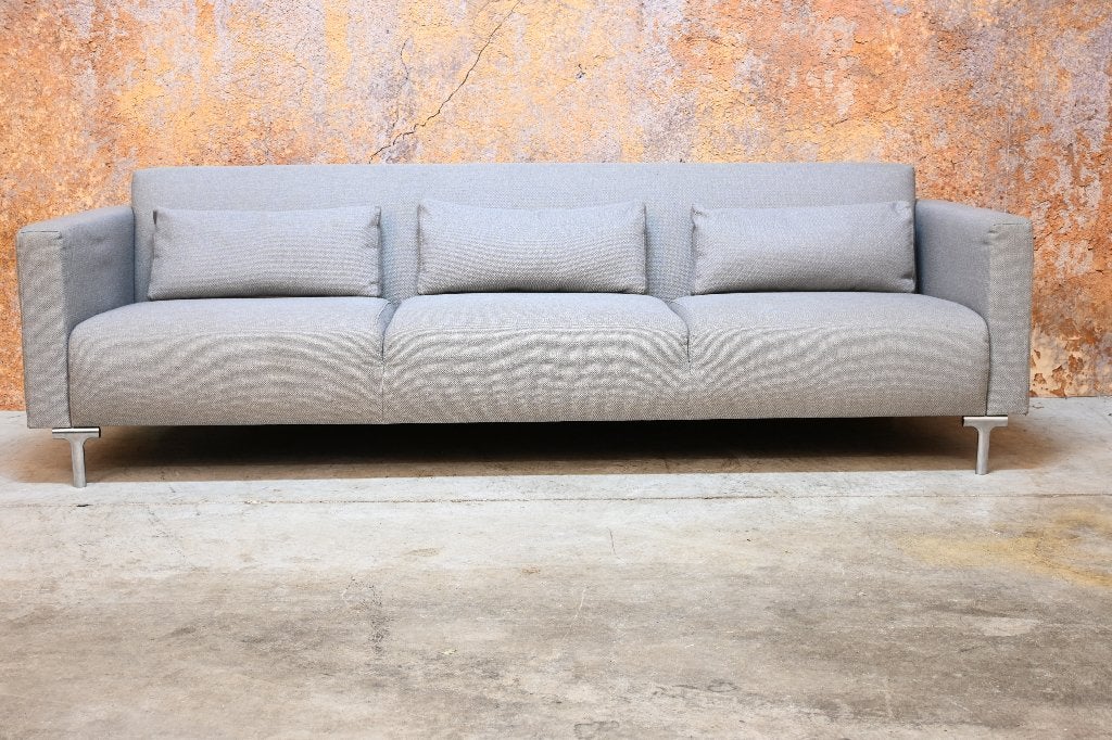 ZGANieuw grijze stoffen Gispen GT 925 Next design bank, Gispen, Driepersoons, 75 tot 100 cm, Ophalen of Verzenden