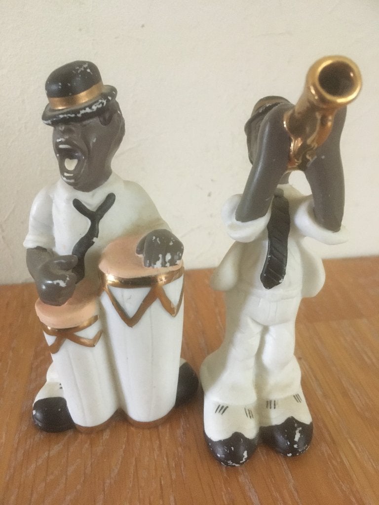 2 keramiek jazz musici, Verzamelen, Ophalen of Verzenden, Zo goed als nieuw, Mens