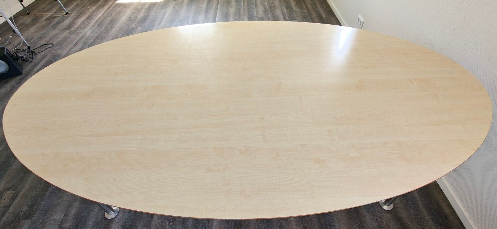 Grote Kantoor/Veranda Tafel 220x130cm met IJzeren Poten, 100 tot 150 cm, 200 cm of meer, Zo goed als nieuw, Vijf personen of meer