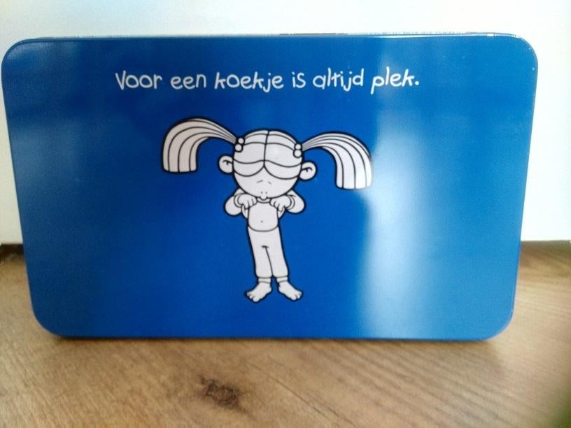 leuke koekjes trommel, Ophalen, Zo goed als nieuw, Metaal, Blauw