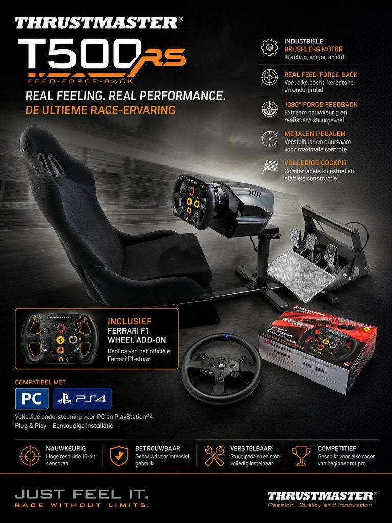 Thrustmaster T500RS Racing Simulator + Playseat + Ferrari F1, Ophalen of Verzenden, Zo goed als nieuw, Thustmaster