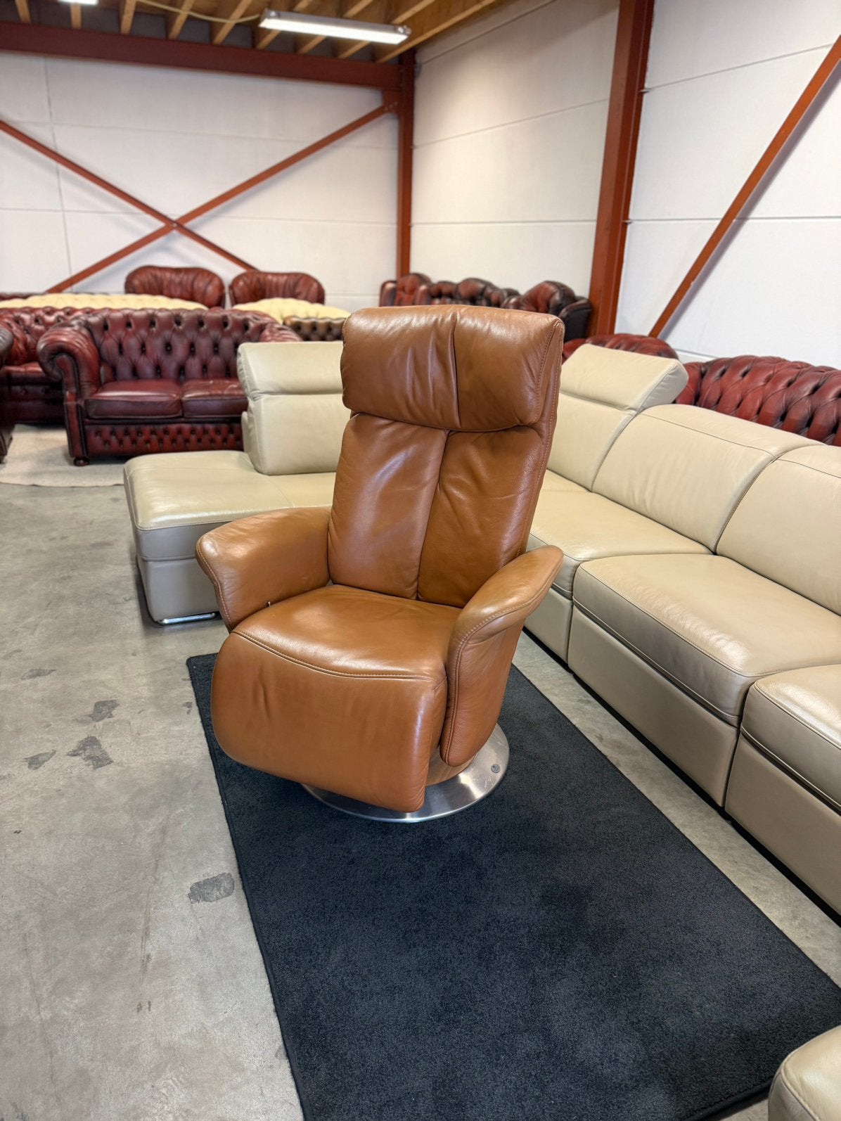 Cognac bruin relax fauteuil stoel XXL Meubelzorg Z.G.A.N., 2871SK, Verzenden, Mariansoliak8@gmail.com, Zo goed als nieuw
