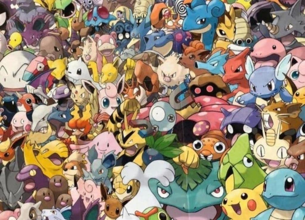 Grote Pokémon poster met diverse generaties, Ophalen of Verzenden, Gebruikt, Tv, Poster